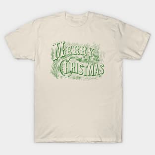 Merry Christmas Retro Floral Typography T-Shirt